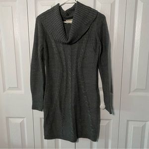 Midi Grey Long Sleeve Sweater Dress